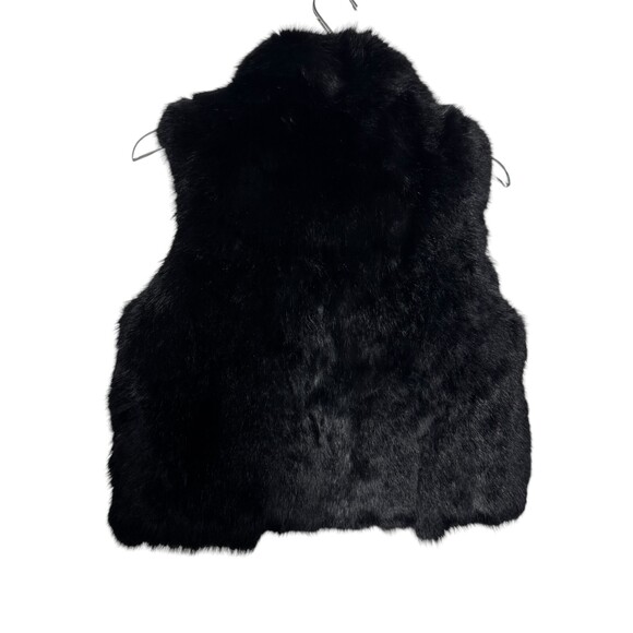 Surell 100% Rabbit Fur Woman's Black Vest size small medium big collar hook eye - Picture 4 of 7